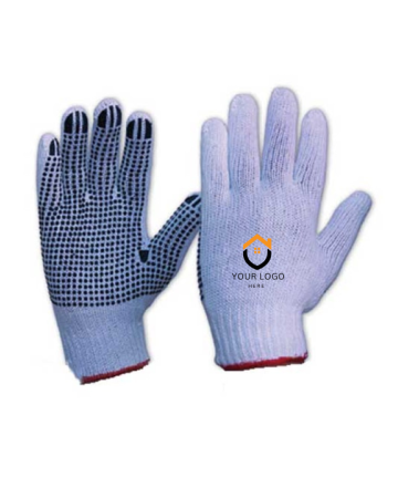Custom  Polka Dotted Cotton Gloves with Logo Print